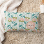 Coussin Rectangle Moderne rétro Joli motif de monogramme floral bleu (Couverture)