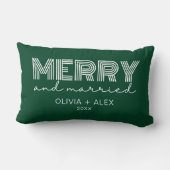 Coussin Rectangle Moderne Rétro Noël Joyeux et Marié pour le Premier (Verso)