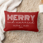 Coussin Rectangle Moderne Rétro Noël Joyeux et Marié pour le Premier (Couverture)