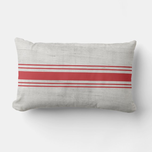 Coussin Rectangle Moderne Russe en toile Gris Sac Rouge Stripes (Recto)