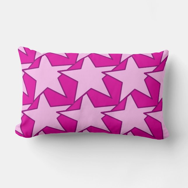Coussin Rectangle Moderne Star Géométrique - Fuchsia et rose glace (Recto)