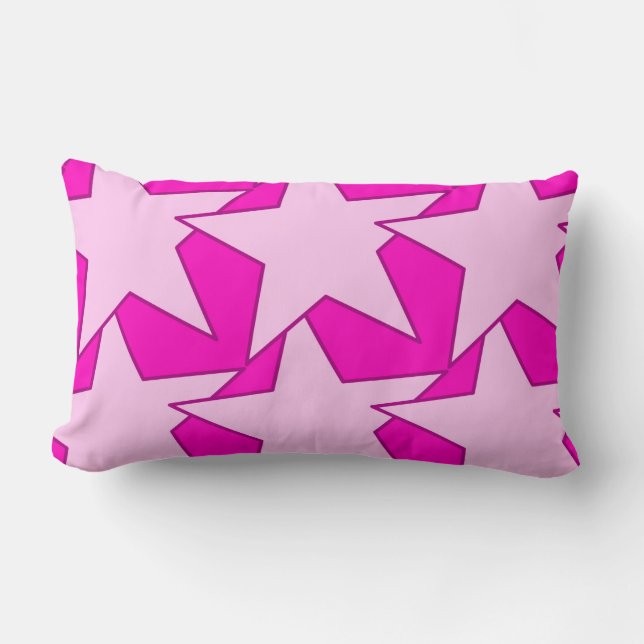 Coussin Rectangle Moderne Star Géométrique - Fuchsia et rose glace (Recto)