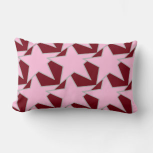 Coussin Rectangle Moderne Star Géométrique - rose et bordeaux