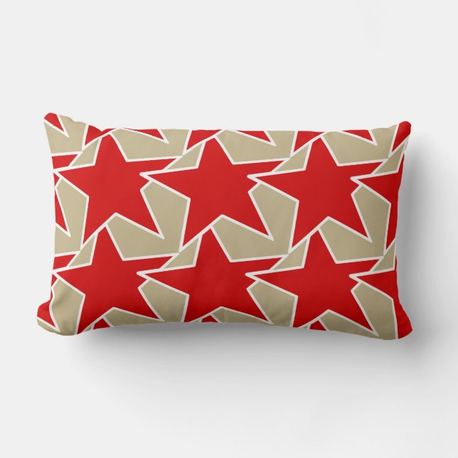 Coussin Rectangle Moderne Star Géométrique - rouge profond et taupe (Recto)