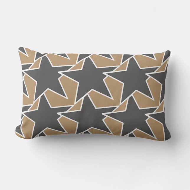 Coussin Rectangle Moderne Star Géométrique - taupe et gris / gris (Recto)