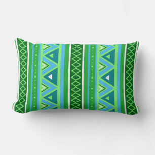 Coussin Rectangle Moderne Sud-Ouest Géométrique, Vert et Aqua