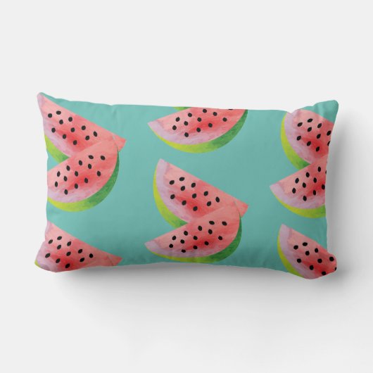 Coussin Rectangle Moitiés de pastèque rose (Verso)
