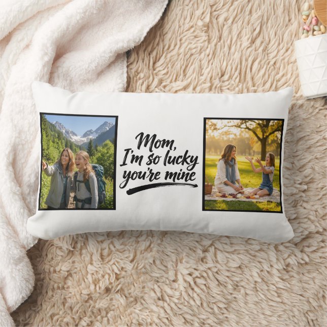 Coussin Rectangle Mom Im So Lucky Youre Mine Brush Script 2 Photo (Couverture)