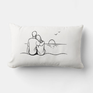Coussin Rectangle Moment de coucher de soleil minimaliste en ligne a