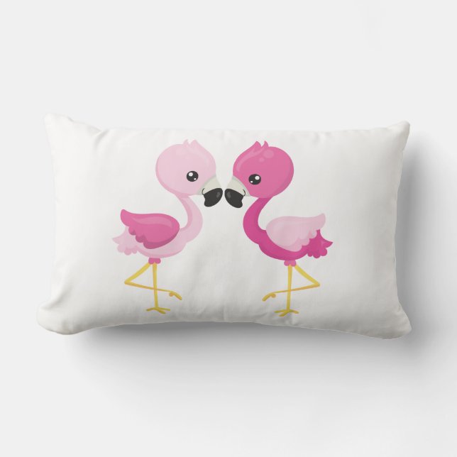 Coussin Rectangle Mon bébé Flamants roses roses (Recto)