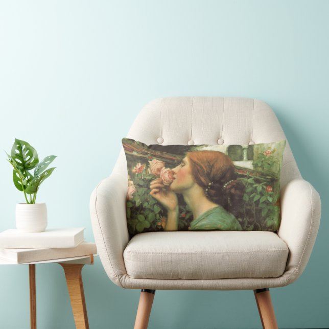 Coussin Rectangle Mon Rose doux, ou Âme du Rose par Waterhouse (Chaise)