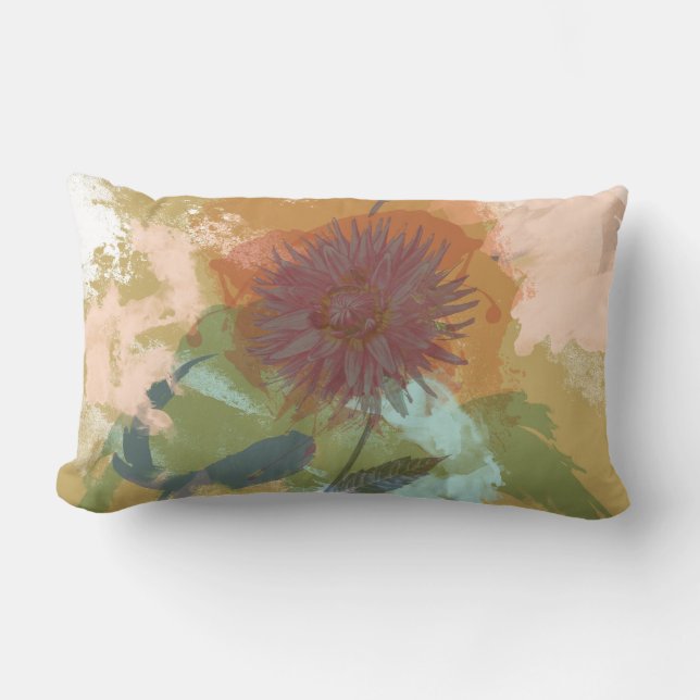 Coussin Rectangle Monnaie verte de Monnaie Abstraite florale du mili (Recto)