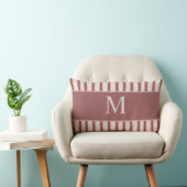 Coussin Rectangle Monogram Retro Stripes Pink Burgundy (Chaise)