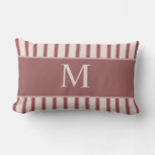 Coussin Rectangle Monogram Retro Stripes Pink Burgundy (Recto)