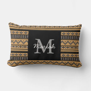Coussin Rectangle Monogramme à motif aztèque monochromatique