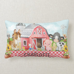 Coussin Rectangle Monogramme Animaux de basse-cour de ferme personna
