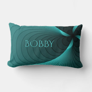 Coussin Rectangle Monogramme Aqua et Tourbillon Noir
