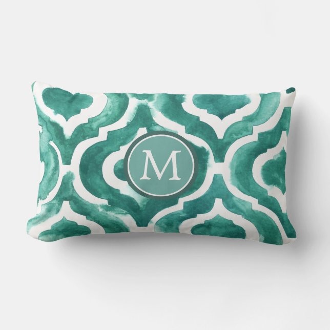 Coussin Rectangle Monogramme | Aquamarine Motif IV (Recto)