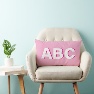 Coussin Rectangle Monogramme blanc double couche et rose chaud