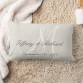 Coussin Rectangle Monogramme blanc Rustique Look Mariage (Couverture)