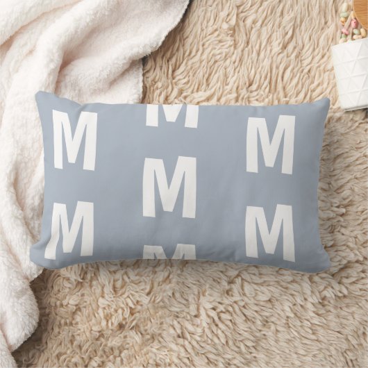 Coussin Rectangle Monogramme bleu Dusty amusant (Couverture)