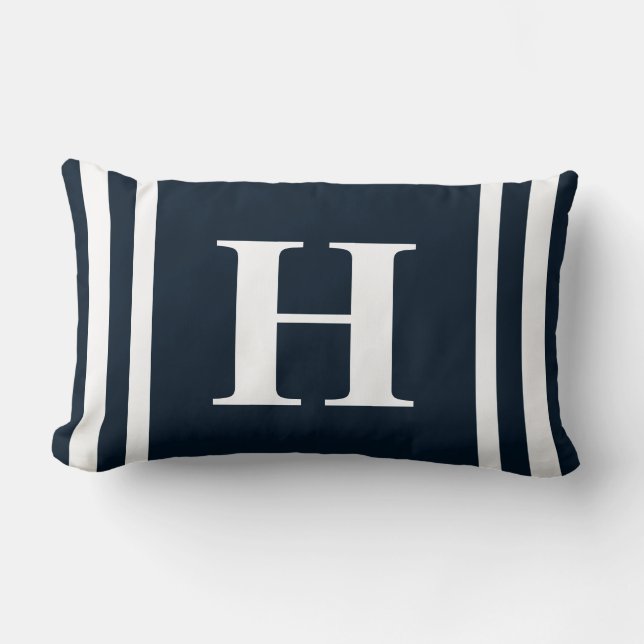 Coussin Rectangle Monogramme bleu marine (Recto)