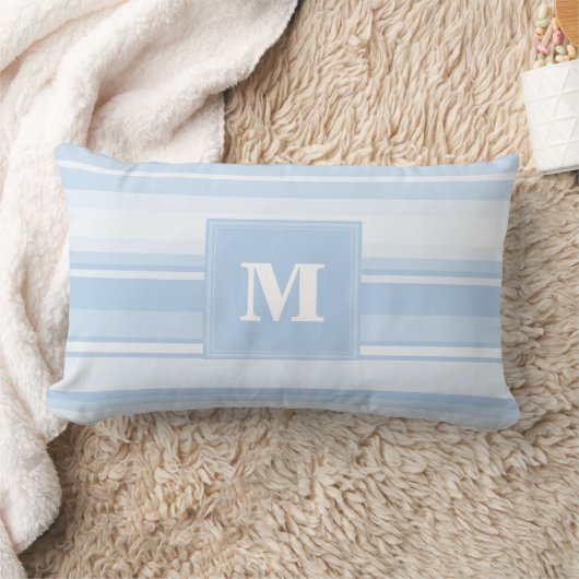 Coussin Rectangle Monogramme Bleu rayures (Couverture)