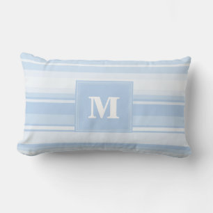 Coussin Rectangle Monogramme Bleu rayures