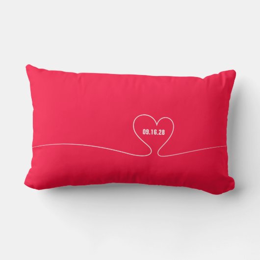 Coussin Rectangle Monogramme de cœur de la Saint-Valentin à deux ton (Verso)
