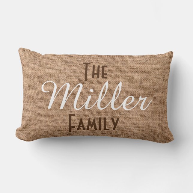 Coussin Rectangle Monogramme de famille avec l'effet rustique de (Recto)
