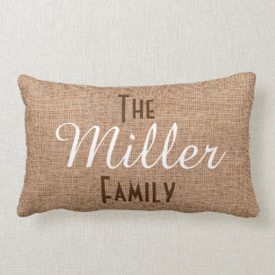 Coussin Rectangle Monogramme de famille avec l'effet rustique de