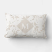 Coussin Rectangle Monogramme de feuille décorative beige botanique (Recto)