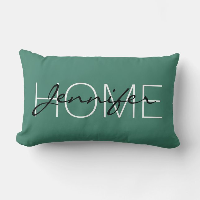 Coussin Rectangle monogramme de la maison couleur aquamarine profond (Recto)