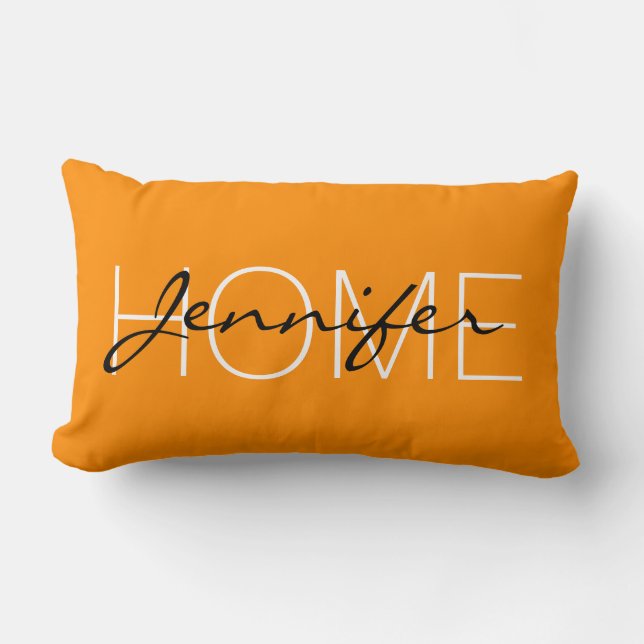 Coussin Rectangle monogramme de la maison couleur orange foncé (Recto)