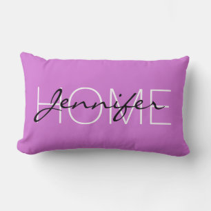 Coussin Rectangle monogramme de la maison de couleur mauve profonde