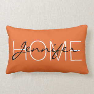 Coussin Rectangle monogramme de la maison de couleur orangée de car