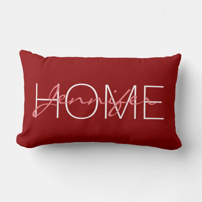 Coussin Rectangle monogramme de la maison de couleur rouge foncé (Recto)