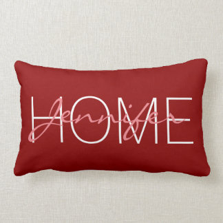 Coussin Rectangle monogramme de la maison de couleur rouge foncé