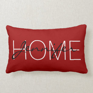 Coussin Rectangle monogramme de la maison de couleur rouge pourpre