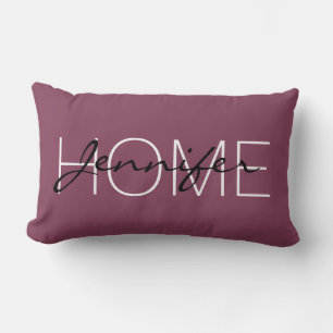Coussin Rectangle monogramme de la maison de couleur rubis profonde