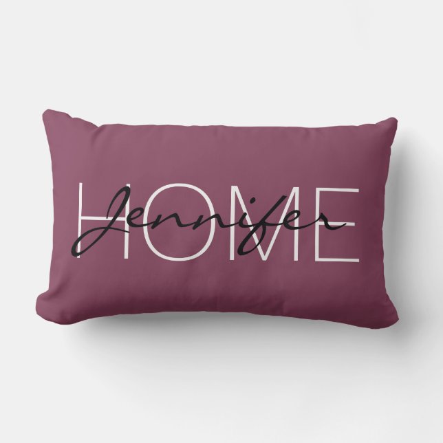 Coussin Rectangle monogramme de la maison de couleur rubis profonde (Recto)