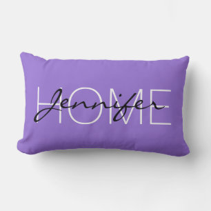 Coussin Rectangle monogramme de la maison de couleur violet pastel f