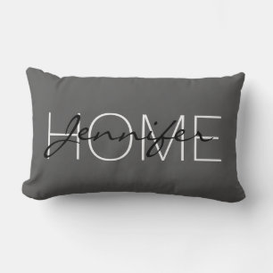 Coussin Rectangle monogramme de la maison en gris Davy