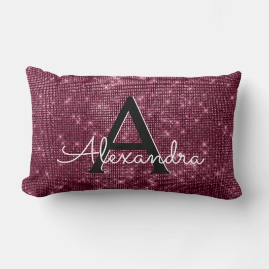 Coussin Rectangle Monogramme de l'étincelle de Bourgogne Nom et init (Recto)