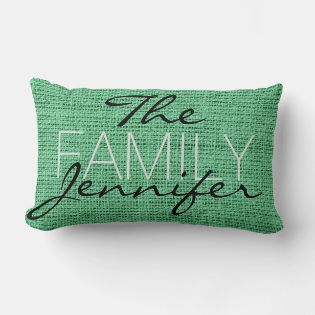 Coussin Rectangle Monogramme de linge rustique (Recto)