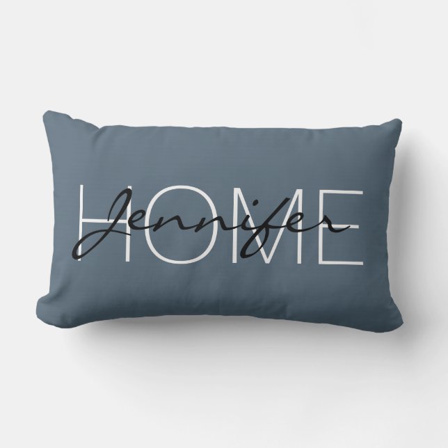 Coussin Rectangle Monogramme de maison bleu électrique foncé (Recto)