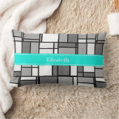Coussin Rectangle Monogramme de nom aqua inspiré de Mondrian blanc g (Couverture)