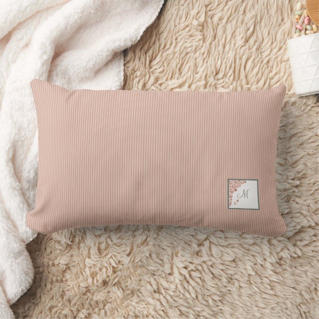 Coussin Rectangle Monogramme de papillon en terre cuite à rayures de (Couverture)