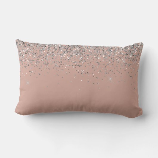 Coussin Rectangle Monogramme de Parties scintillant en argent rose v (Verso)