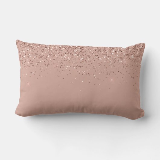 Coussin Rectangle Monogramme de Parties scintillant en or rose pâle (Verso)